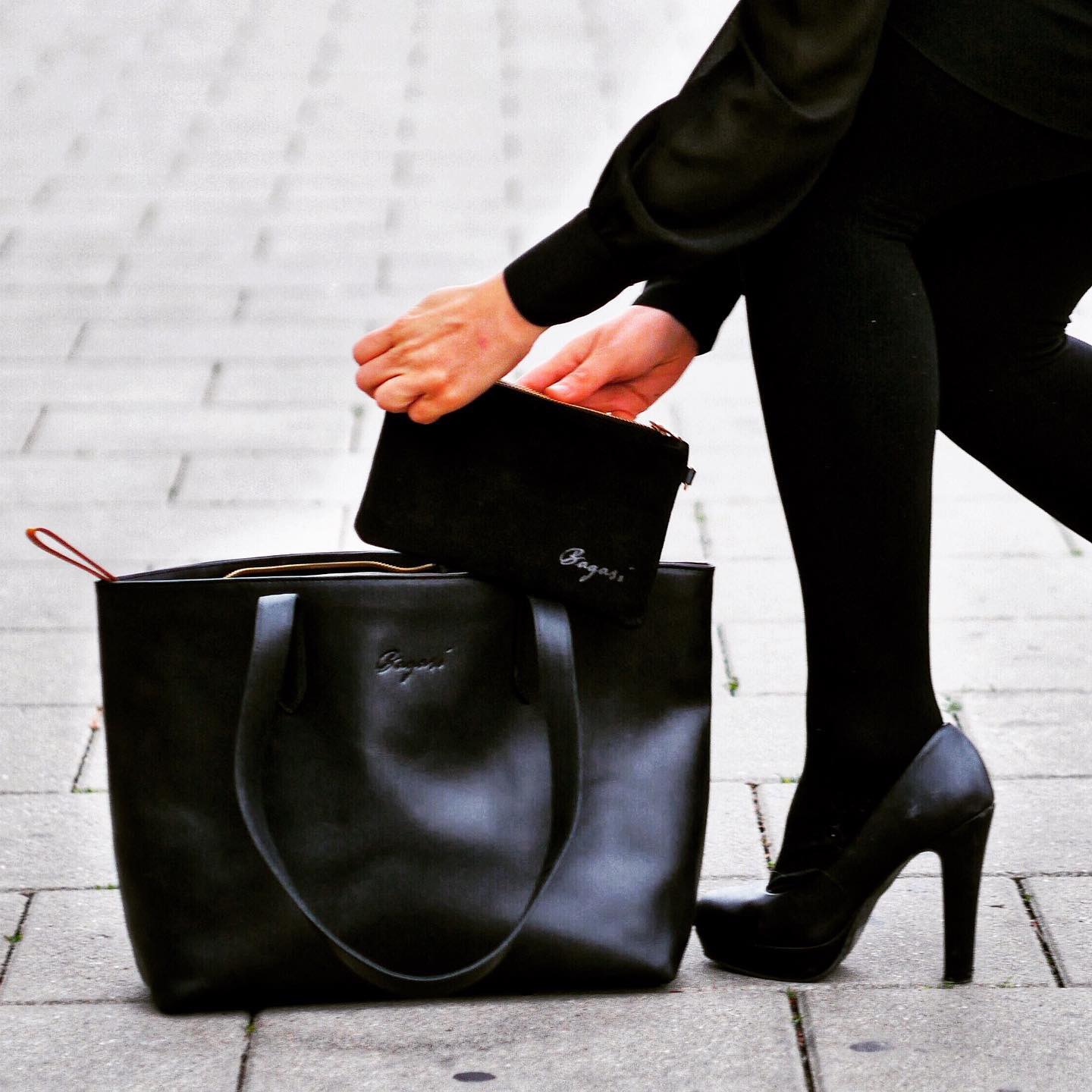 Medium leather tote bag - Bagasi