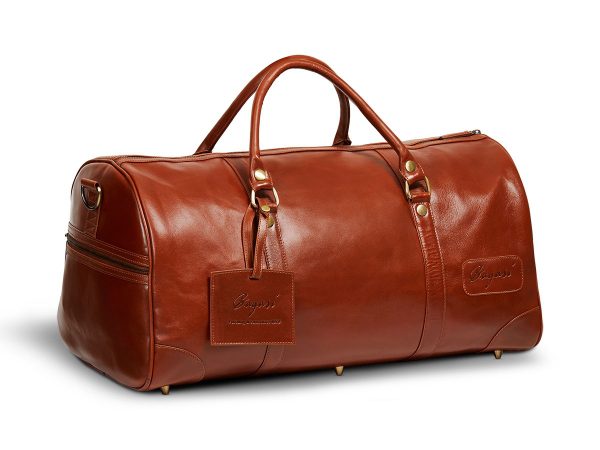 weekendväska i läder cognac
